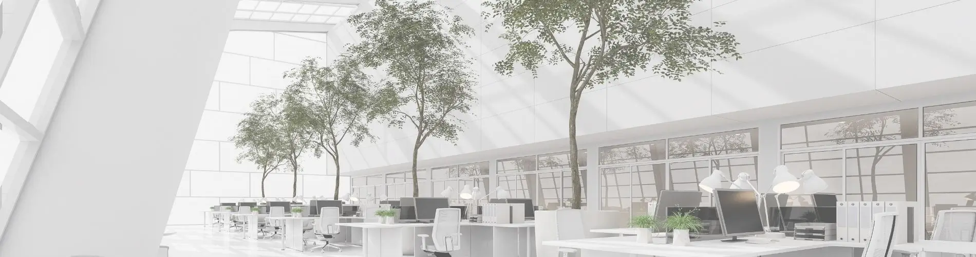 Modern irodatér természetes fénnyel – fenntartható működési struktúra